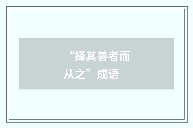 “择其善者而从之”成语
