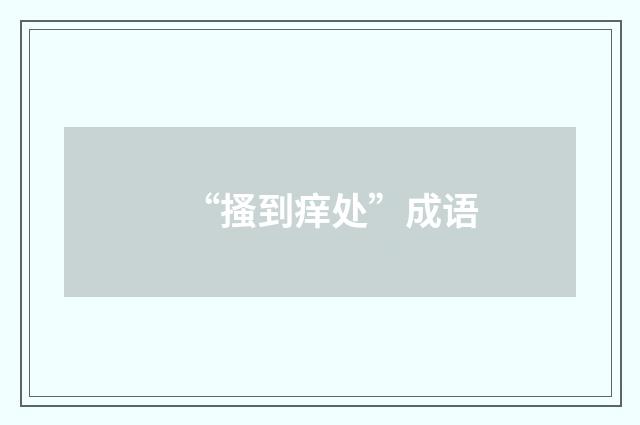 “搔到痒处”成语