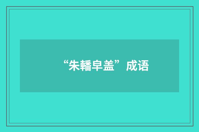 “朱轓皁盖”成语