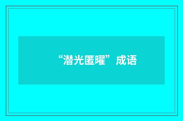 “潜光匿曜”成语