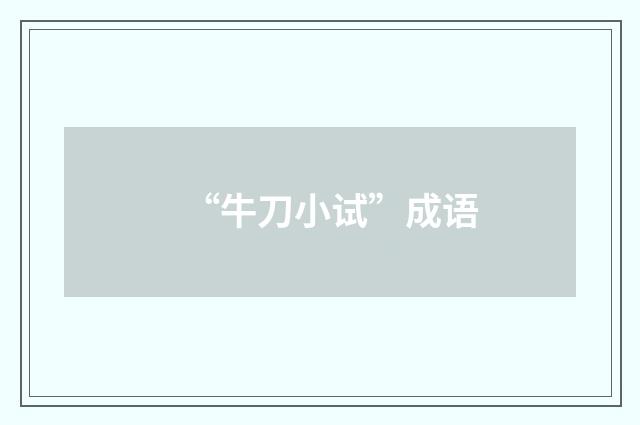 “牛刀小试”成语
