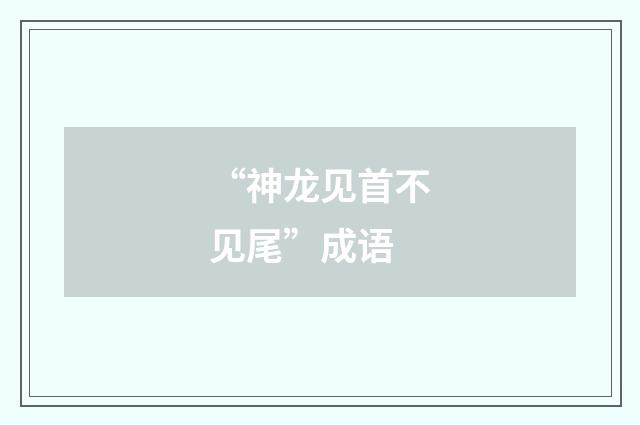 “神龙见首不见尾”成语