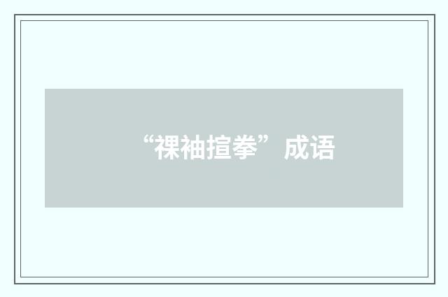 “祼袖揎拳”成语