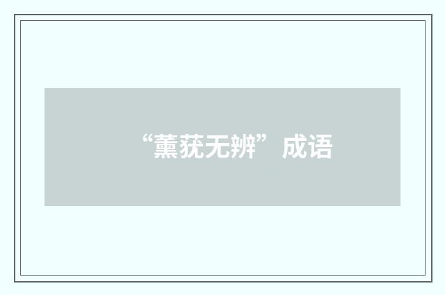 “薰莸无辨”成语