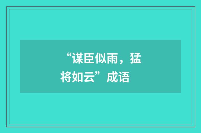 “谋臣似雨,猛将如云”成语