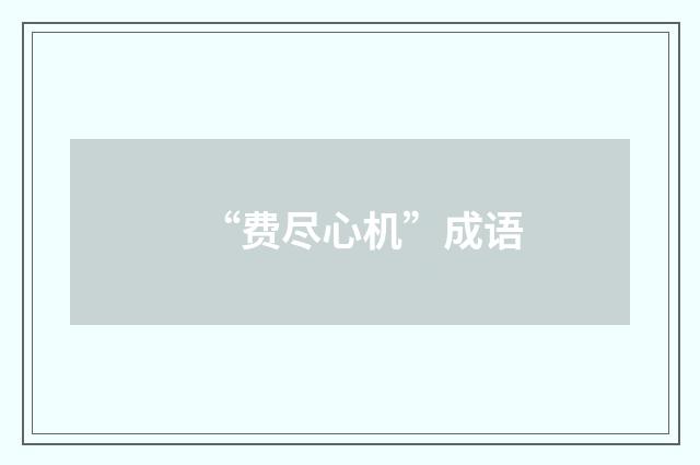 “费尽心机”成语