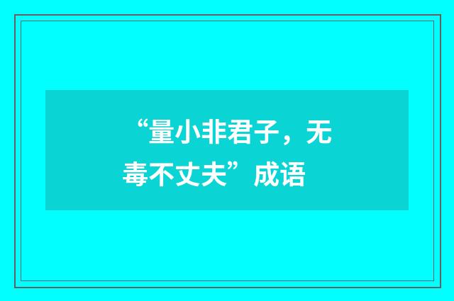 “量小非君子，无毒不丈夫”成语