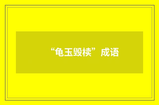 “龟玉毁椟”成语