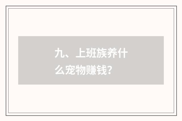 九、上班族养什么宠物赚钱？