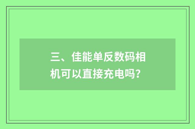 三、佳能单反数码相机可以直接充电吗？