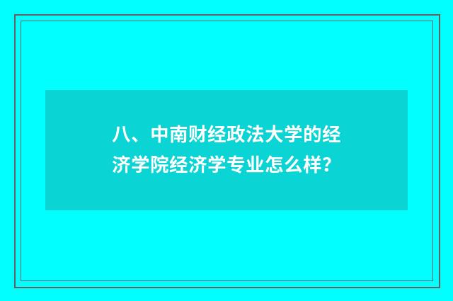 八、中南财经政法大学的经济学院经济学专业怎么样?