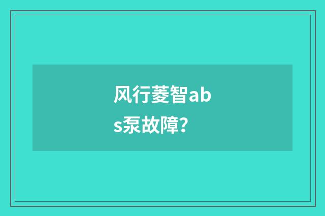 风行菱智abs泵故障？