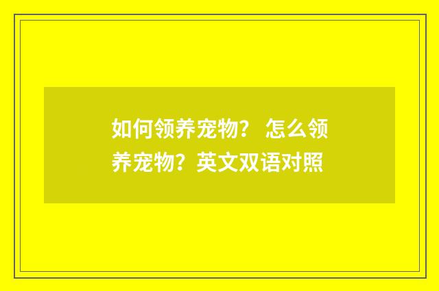 如何领养宠物？ 怎么领养宠物？英文双语对照