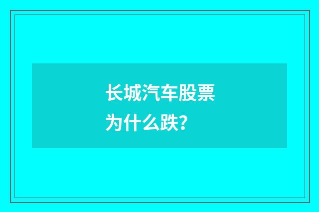 长城汽车股票为什么跌?