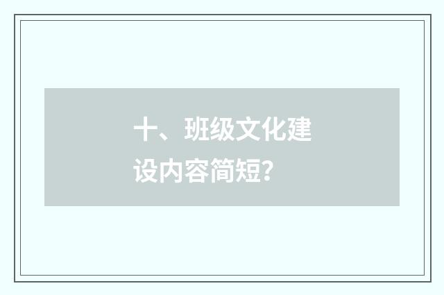 十、班级文化建设内容简短？