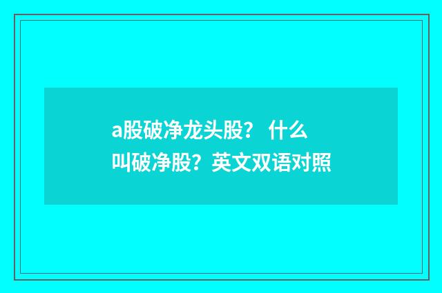 a股破净龙头股? 什么叫破净股?英文双语对照