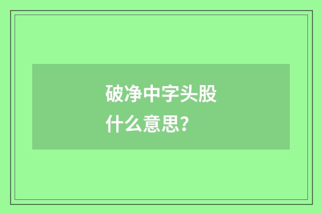 破净中字头股什么意思？