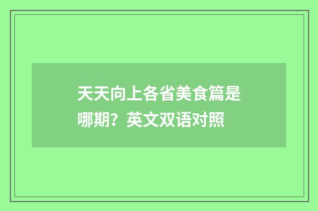 天天向上各省美食篇是哪期？英文双语对照
