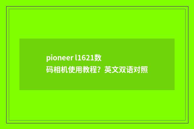 pioneer l1621数码相机使用教程?英文双语对照