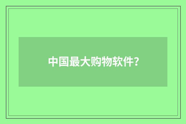 中国最大购物软件?