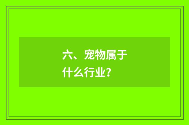 六、宠物属于什么行业?