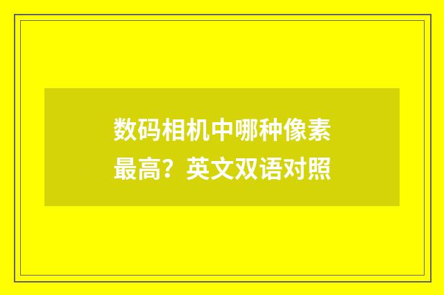 数码相机中哪种像素最高?英文双语对照