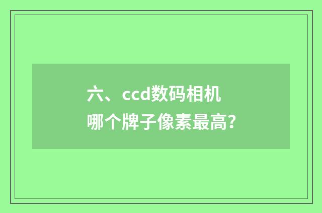 六、ccd数码相机哪个牌子像素最高？
