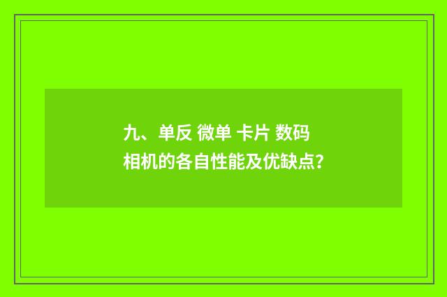 九、单反 微单 卡片 数码相机的各自性能及优缺点？
