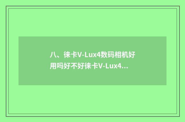 八、徕卡V-Lux4数码相机好用吗好不好徕卡V-Lux4数码相机优缺点?