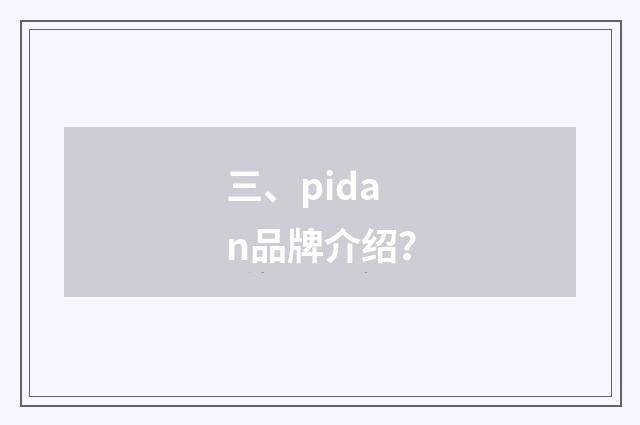 三、pidan品牌介绍?