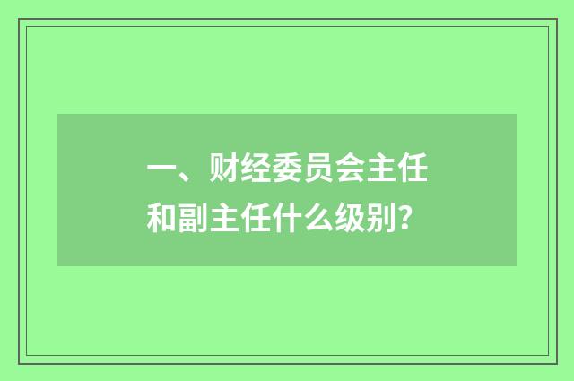 一、财经委员会主任和副主任什么级别?