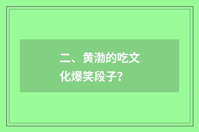 二、黄渤的吃文化爆笑段子？