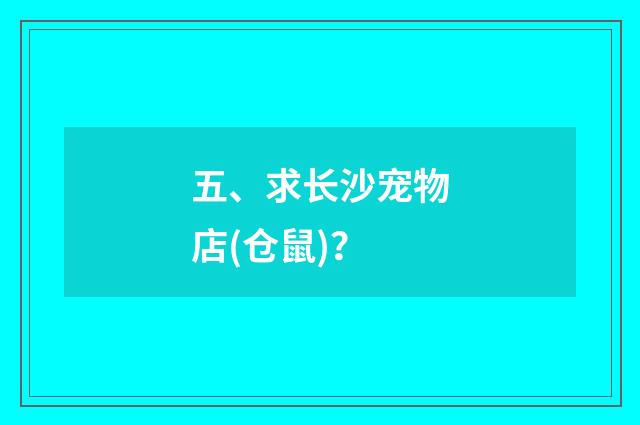 五、求长沙宠物店(仓鼠)?