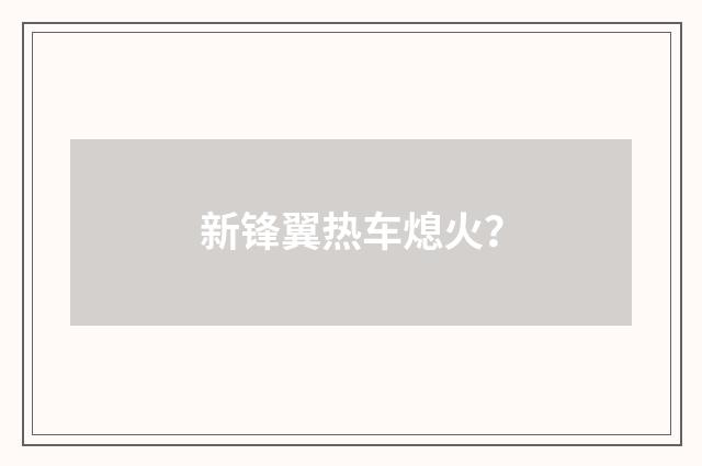 新锋翼热车熄火?