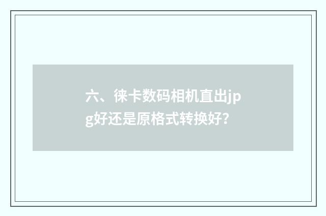 六、徕卡数码相机直出jpg好还是原格式转换好?
