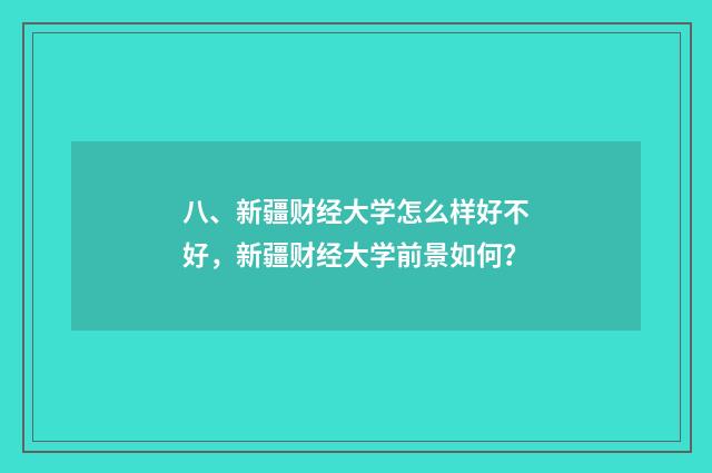 八、新疆财经大学怎么样好不好,新疆财经大学前景如何?