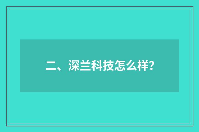 二、深兰科技怎么样？