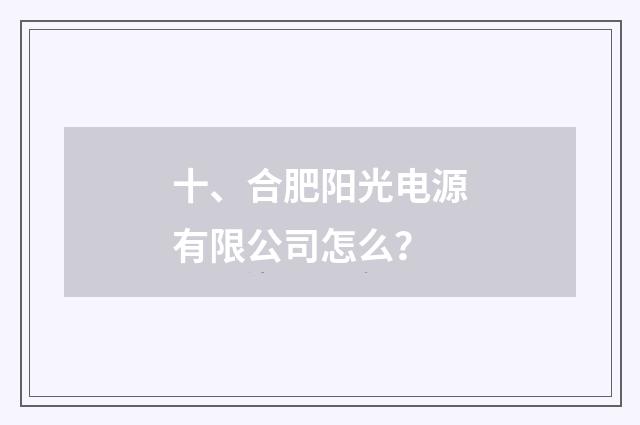 十、合肥阳光电源有限公司怎么？