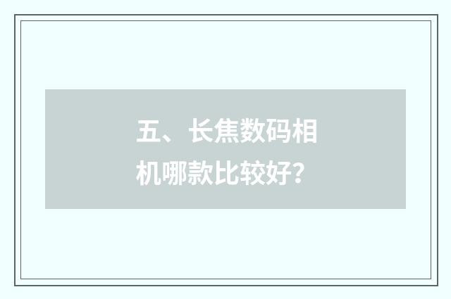五、长焦数码相机哪款比较好？