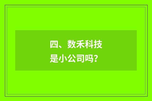 四、数禾科技是小公司吗?