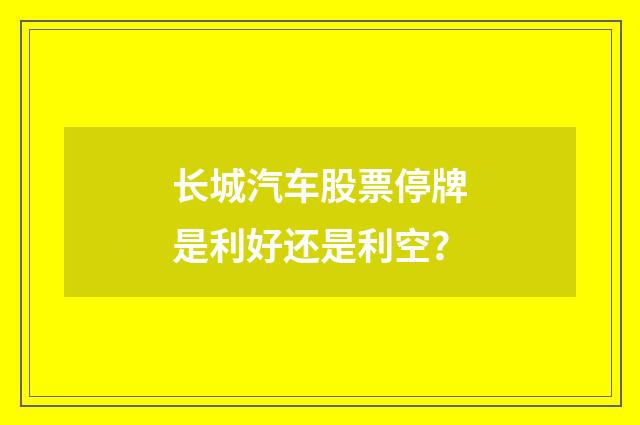 长城汽车股票停牌是利好还是利空?