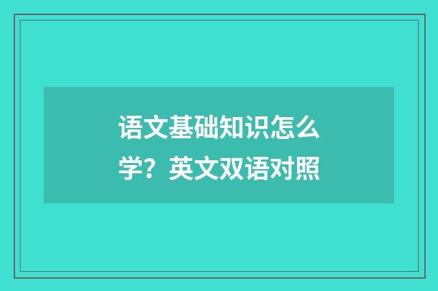 语文基础知识怎么学？英文双语对照