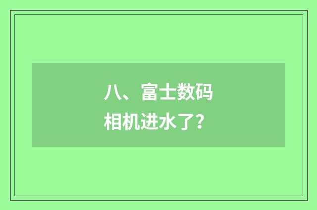 八、富士数码相机进水了?