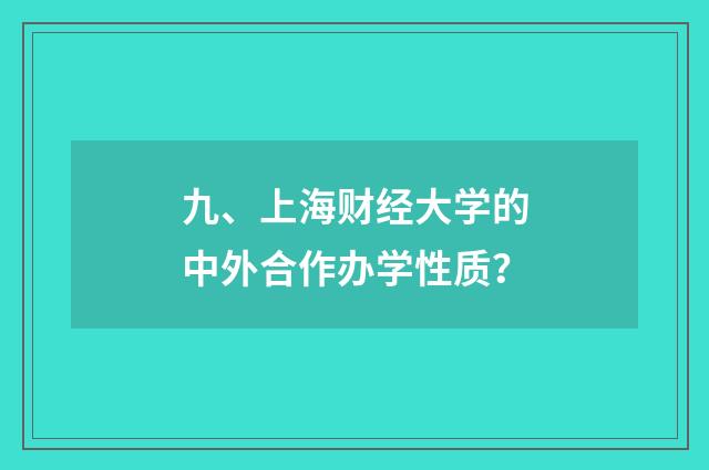 九、上海财经大学的中外合作办学性质？