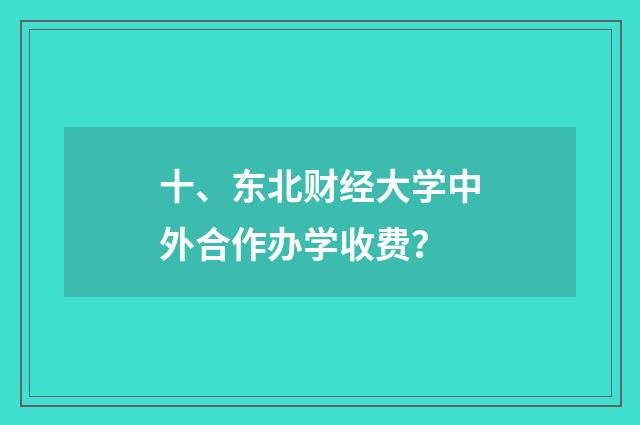 十、东北财经大学中外合作办学收费?