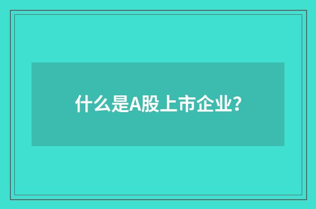 什么是A股上市企业?