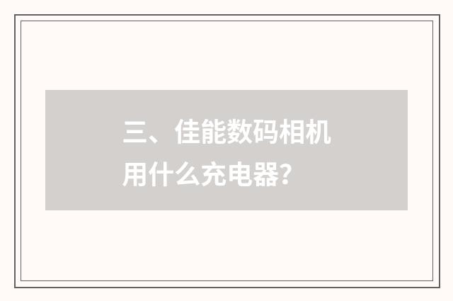 三、佳能数码相机用什么充电器?