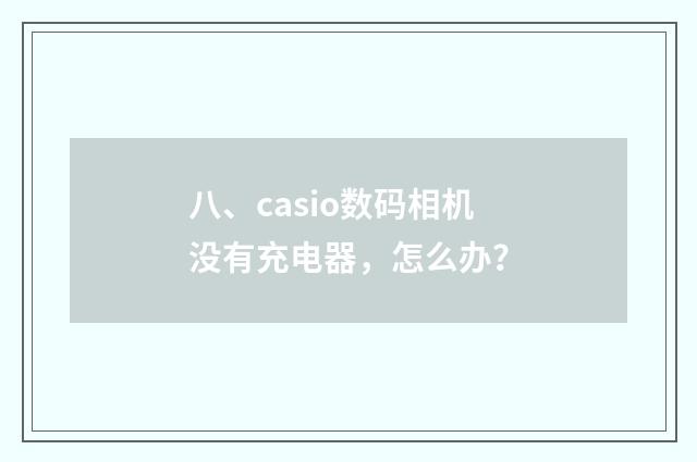 八、casio数码相机没有充电器,怎么办?