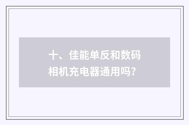 十、佳能单反和数码相机充电器通用吗?
