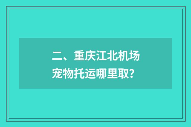 二、重庆江北机场宠物托运哪里取?